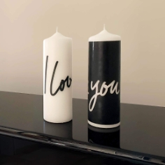 Design Kerze I love you, schwarz 17 cm Love Edition